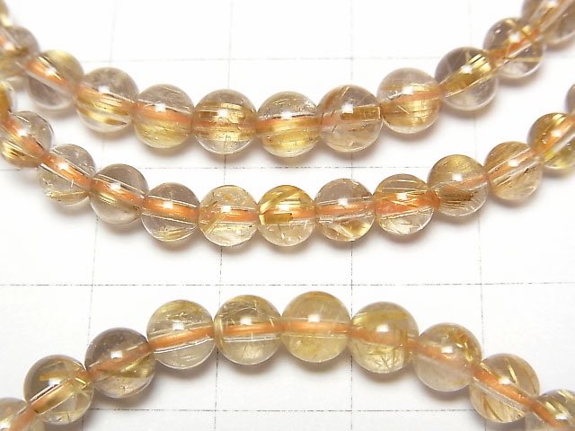 [Video]Rutilated Quartz AAA- Round 5mm Bracelet