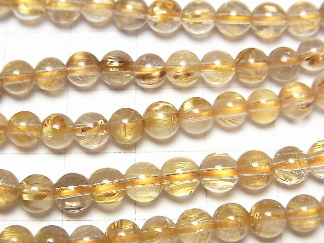 [Video]Rutilated Quartz AAA- Round 5.5mm half or 1strand beads (aprx.21inch/52cm)