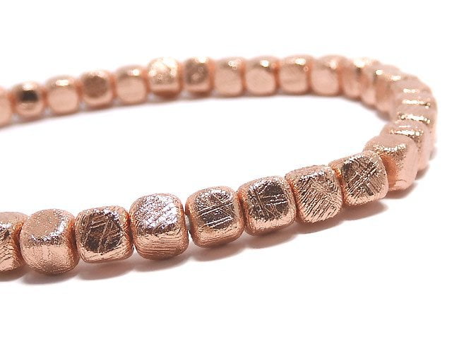 [Video][One of a kind] Meteorite (Muonionalusta) Cube 4x4x4mm Pink Gold Bracelet NO.2