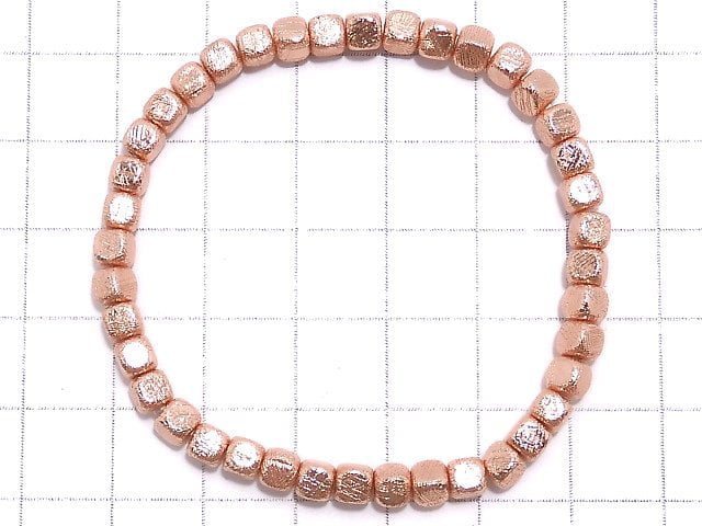 [Video][One of a kind] Meteorite (Muonionalusta) Cube 4x4x4mm Pink Gold Bracelet NO.4