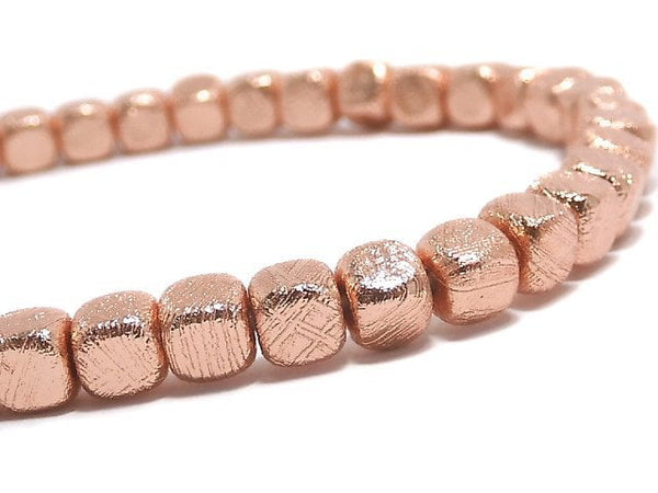 [Video][One of a kind] Meteorite (Muonionalusta) Cube 4x4x4mm Pink Gold Bracelet NO.5