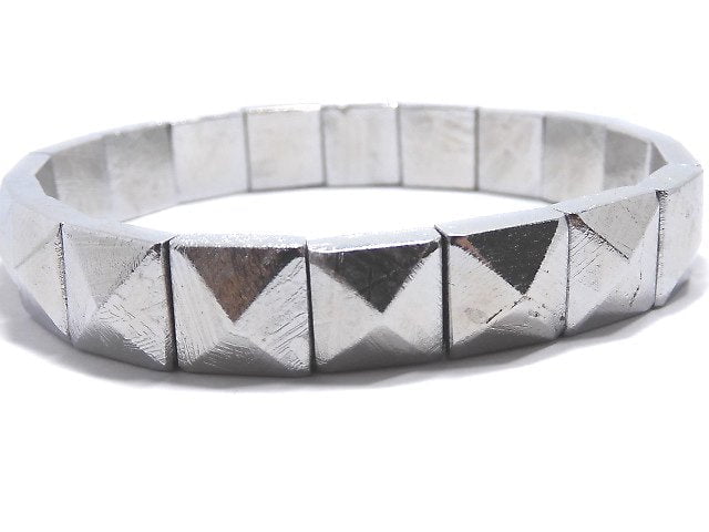 [Video][One of a kind] Meteorite (Muonionalusta) 2-hole Faceted Square 10x10mm Bracelet NO.3