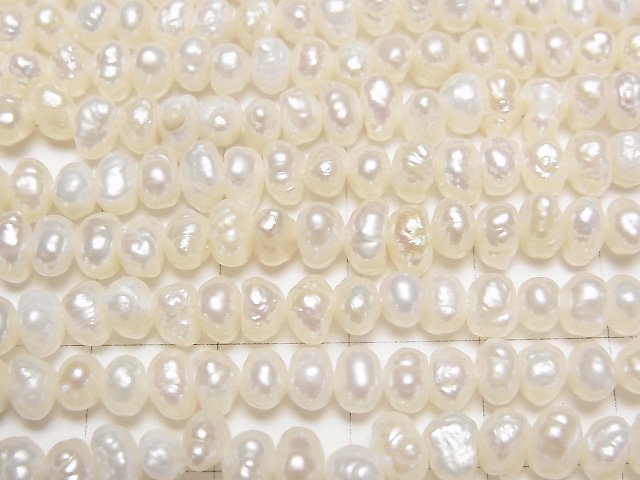 [Video] Fresh Water Pearl AA White Potato -Roundel 4-5mm 1strand beads (aprx.14inch/34cm)