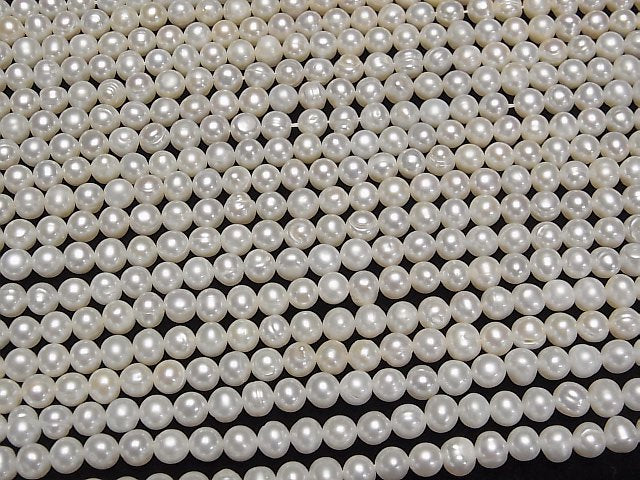 [Video] Fresh Water Pearl AA Potato 5-6mm White 1strand beads (aprx.14inch/34cm)