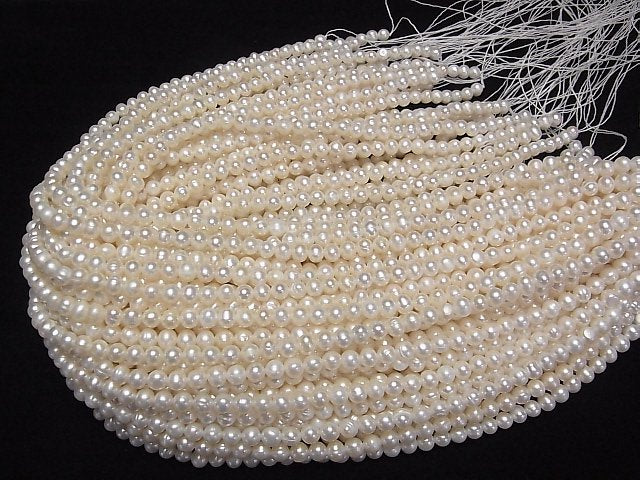 [Video] Fresh Water Pearl AA Potato 5-6mm White 1strand beads (aprx.14inch/34cm)