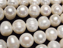 [Video] Fresh Water Pearl AA Wrinkle Potato 10mm White 1strand beads (aprx.13inch/33cm)