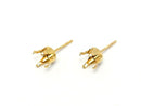 [Video]14KGF 4pcs Prong Earstuds Earrings Frame Round Faceted for [3mm][4mm][5mm][6mm] 1pair (2 pieces)