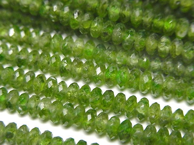 High Quality! Chrome Diopside AA+ Faceted Button Rondelle 4x4x2mm half or 1strand beads (aprx.15inch/36cm)