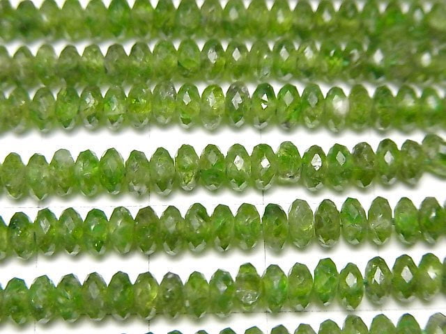 High Quality! Chrome Diopside AA+ Faceted Button Roundel 4x4x2mm half or 1strand beads (aprx.15inch/36cm)