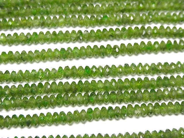 High Quality! Chrome Diopside AA+ Faceted Button Roundel 4x4x2mm half or 1strand beads (aprx.15inch/36cm)