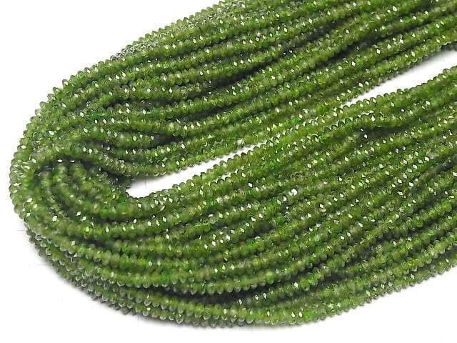 High Quality! Chrome Diopside AA+ Faceted Button Roundel 4x4x2mm half or 1strand beads (aprx.15inch/36cm)