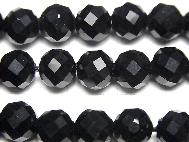 [Video]High Quality! Onyx 64Faceted Round 8mm [2mm hole] 1strand beads (aprx.14inch/35cm)