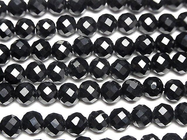 [Video]High Quality! Onyx 64Faceted Round 8mm [2mm hole] 1strand beads (aprx.14inch/35cm)