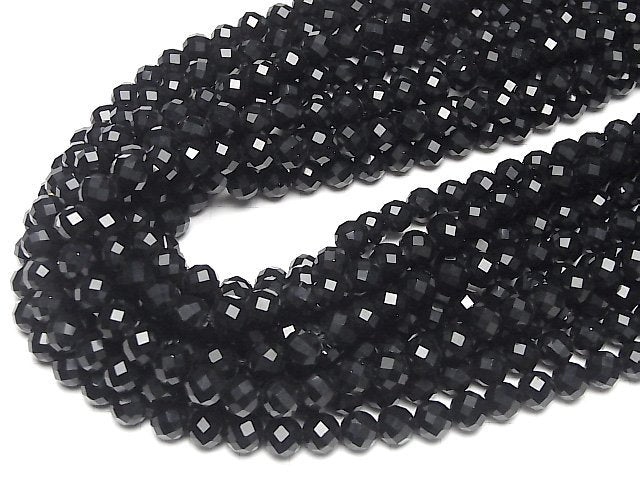 [Video]High Quality! Onyx 64Faceted Round 8mm [2mm hole] 1strand beads (aprx.14inch/35cm)