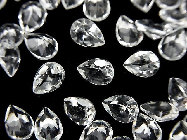 [Video]High Quality White Topaz AAA Loose stone Pear shape Faceted 7x5mm 5pcs