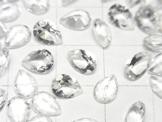 [Video]High Quality White Topaz AAA Loose stone Pear shape Faceted 7x5mm 5pcs