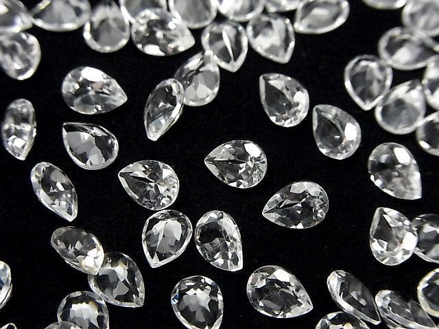 [Video]High Quality White Topaz AAA Loose stone Pear shape Faceted 7x5mm 5pcs