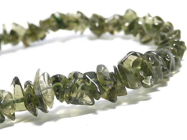 [Video][One of a kind] Moldavite AAA Chips (Small Nugget) Bracelet NO.1