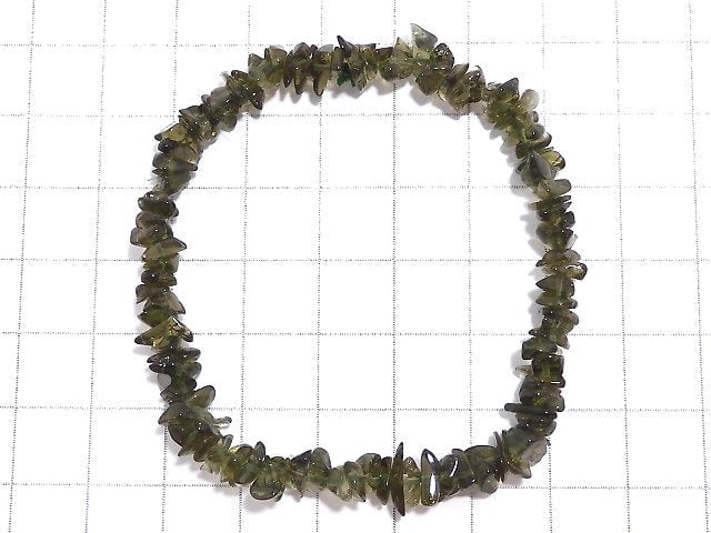 [Video][One of a kind] Moldavite AAA Chips (Small Nugget) Bracelet NO.1