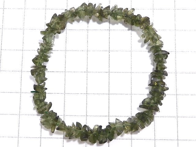 [Video][One of a kind] Moldavite AAA Chips (Small Nugget) Bracelet NO.3