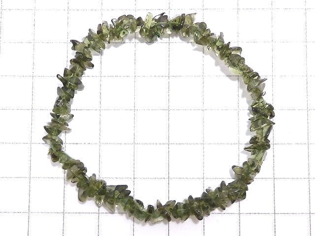 [Video][One of a kind] Moldavite AAA Chips (Small Nugget) Bracelet NO.4