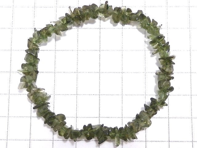 [Video][One of a kind] Moldavite AAA Chips (Small Nugget) Bracelet NO.5