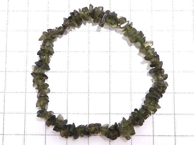 [Video][One of a kind] Moldavite AAA Chips (Small Nugget) Bracelet NO.6