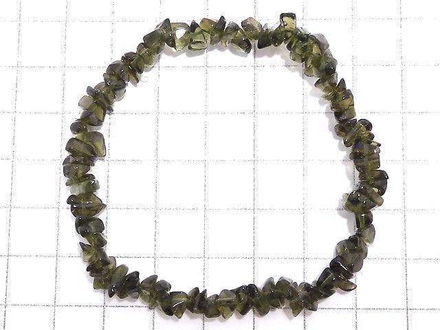 [Video][One of a kind] Moldavite AAA Chips (Small Nugget) Bracelet NO.9