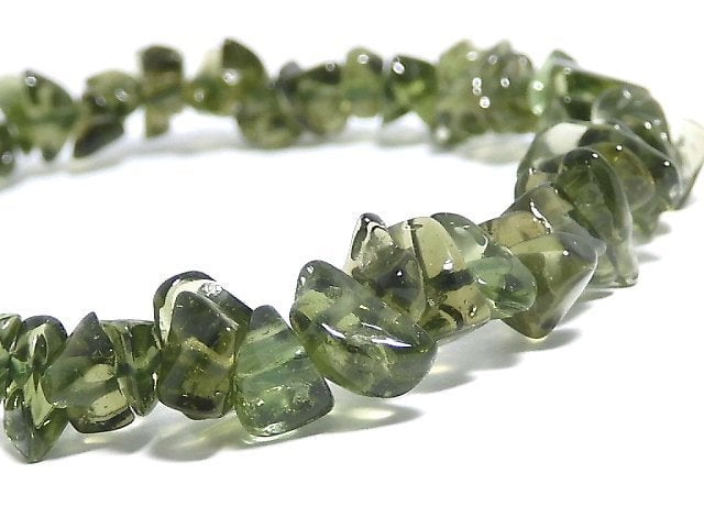 [Video][One of a kind] Moldavite AAA Chips (Small Nugget) Bracelet NO.10