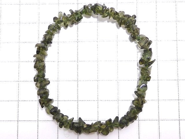 [Video][One of a kind] Moldavite AAA Chips (Small Nugget) Bracelet NO.10