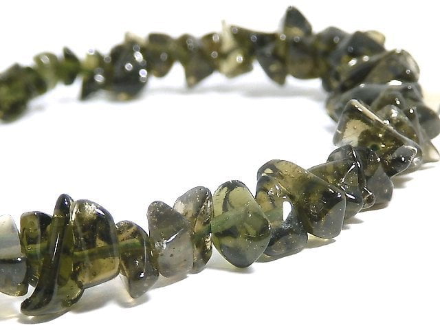 [Video][One of a kind] Moldavite AAA Chips (Small Nugget) Bracelet NO.12