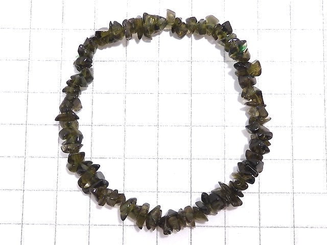 [Video][One of a kind] Moldavite AAA Chips (Small Nugget) Bracelet NO.12