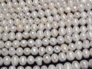 [Video] Fresh Water Pearl AA Wrinkle Potato 8-10mm White 1strand beads (aprx.14inch/34cm)