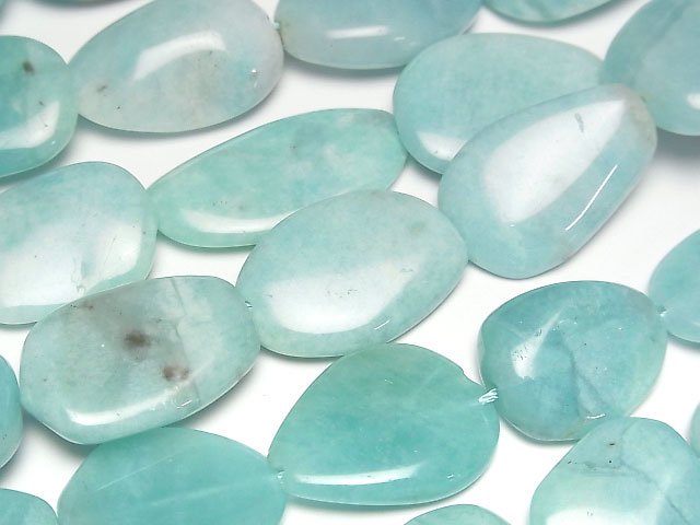 [Video] Peruvian Amazonite AA Flat Nugget half or 1strand beads (aprx.15inch/36cm)