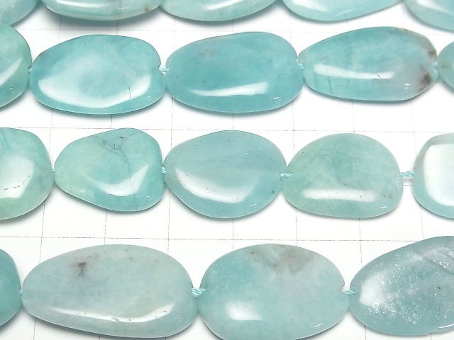 [Video] Peruvian Amazonite AA Flat Nugget half or 1strand beads (aprx.15inch/36cm)