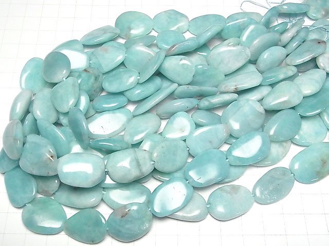 [Video] Peruvian Amazonite AA Flat Nugget half or 1strand beads (aprx.15inch/36cm)