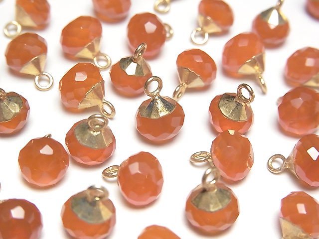 [Video] Carnelian Onion Faceted Briolette Charm Gold color 2pcs