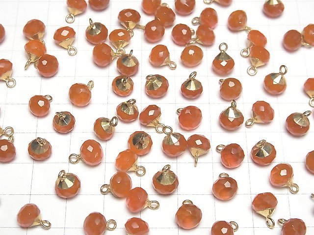 [Video] Carnelian Onion Faceted Briolette Charm Gold color 2pcs