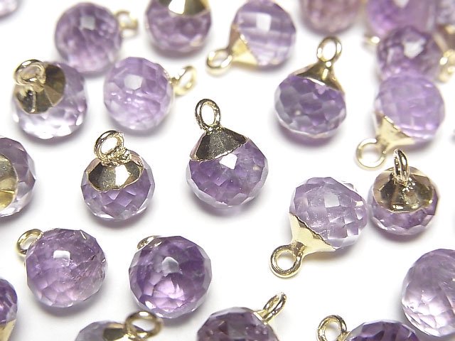 [Video]Amethyst Onion Faceted Briolette Charm Gold color 2pcs