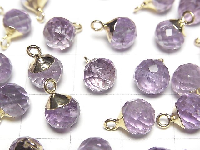 [Video]Amethyst Onion Faceted Briolette Charm Gold color 2pcs