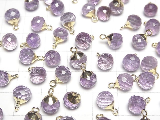 [Video]Amethyst Onion Faceted Briolette Charm Gold color 2pcs