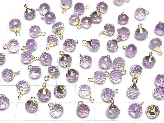 [Video]Amethyst Onion Faceted Briolette Charm Gold color 2pcs