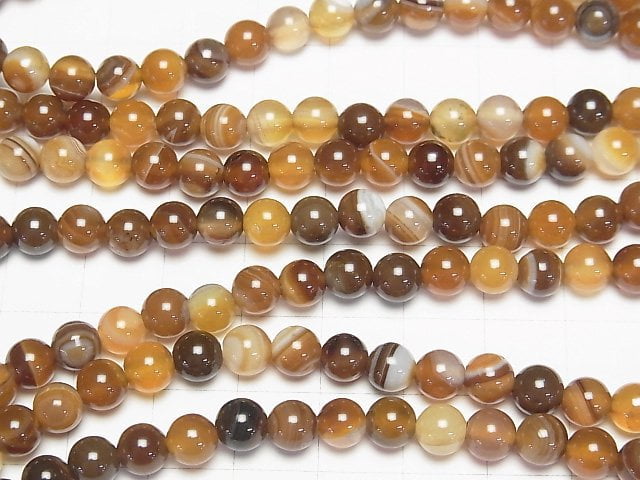 Brown striped agate AAA Round 6mm 1strand beads (aprx.15inch/36cm)