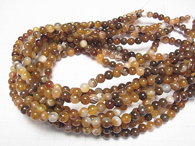 Brown striped agate AAA Round 6mm 1strand beads (aprx.15inch/36cm)