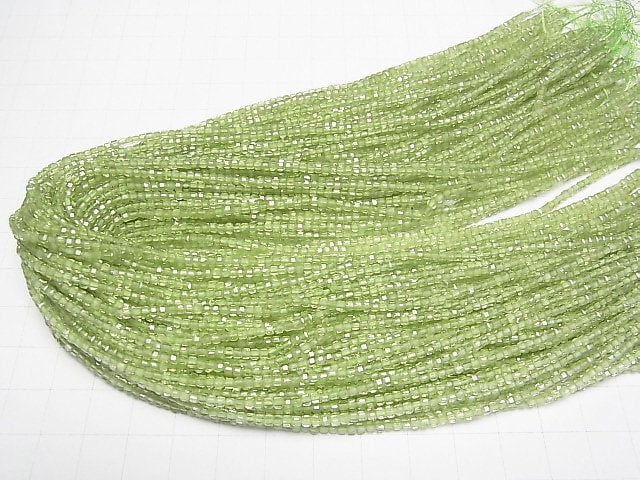 [Video]High Quality! Peridot AAA- Cube Shape 2x2x2mm 1strand beads (aprx.15inch/37cm)
