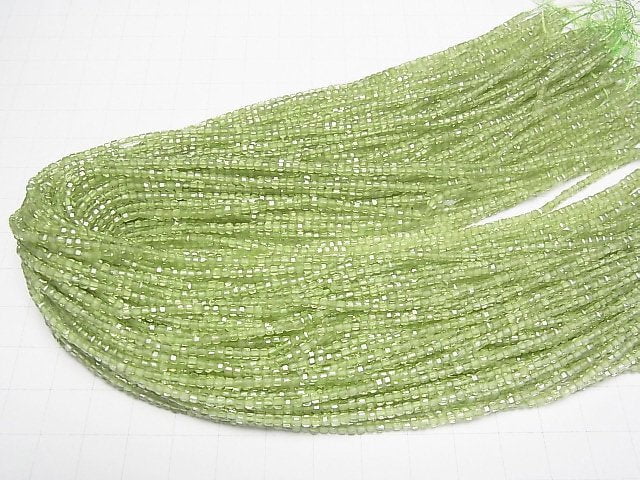 [Video]High Quality! Peridot AAA- Cube Shape 2x2x2mm 1strand beads (aprx.15inch/37cm)