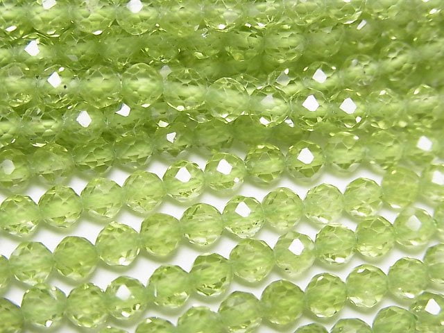 [Video]High Quality! Peridot AAA Faceted Round 3.5-4mm Half or 1strand beads (aprx.15inch/37cm)