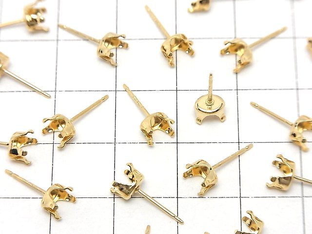 [Video]14KGF 4pcs Prong Earstuds Earrings Frame for Oval Faceted [5x3mm][6x4mm][7x5mm] 1pair (2 pieces)