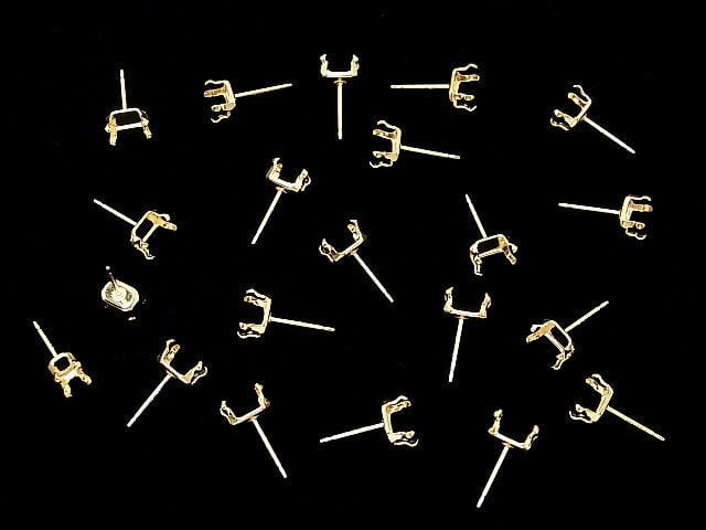 [Video]14KGF 4pcs Prong Earstuds Earrings Frame for Rectangle Faceted [6x4mm][7x5mm] 1pair (2 pieces)