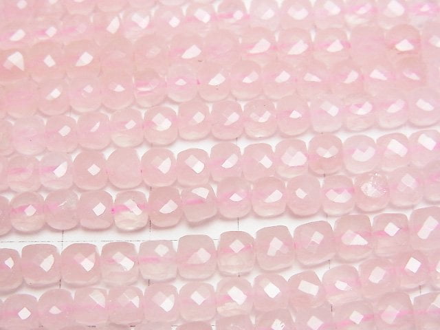 [Video]High Quality! Rose Quartz AA++ Cube Shape 4x4x4mm 1strand beads (aprx.15inch/37cm)